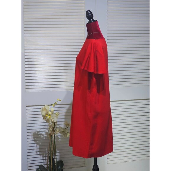 Love Moschino Women's Red Short Flutter Sleeve Relaxed Midi Dress Size 8 2790 - Picture 3 of 10